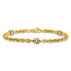 Leslie's 14K Two-tone CZ Polished Fancy Link Bracelet - Image 3