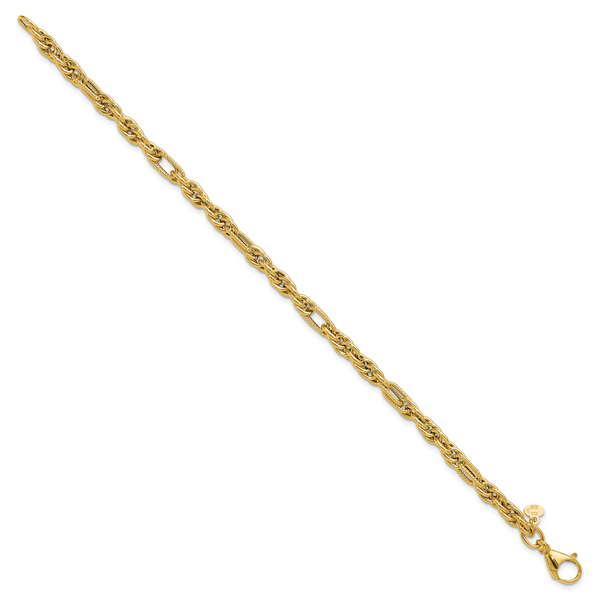 Leslie's 14K Polished and Textured Fancy Link Bracelet - Image 2