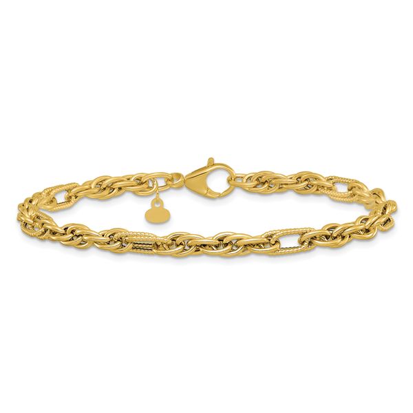 Leslie's 14K Polished and Textured Fancy Link Bracelet - Image 3