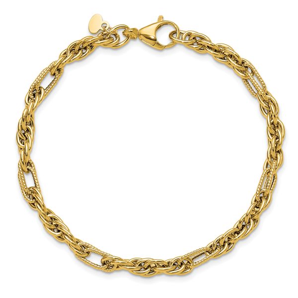 Leslie's 14K Polished and Textured Fancy Link Bracelet - Image 4