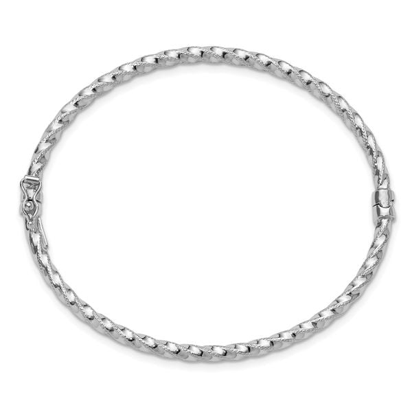 Leslie's 14K White Gold Polish/Textured/Twisted Hinged Bangle - Image 2