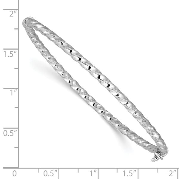 Leslie's 14K White Gold Polish/Textured/Twisted Hinged Bangle - Image 3