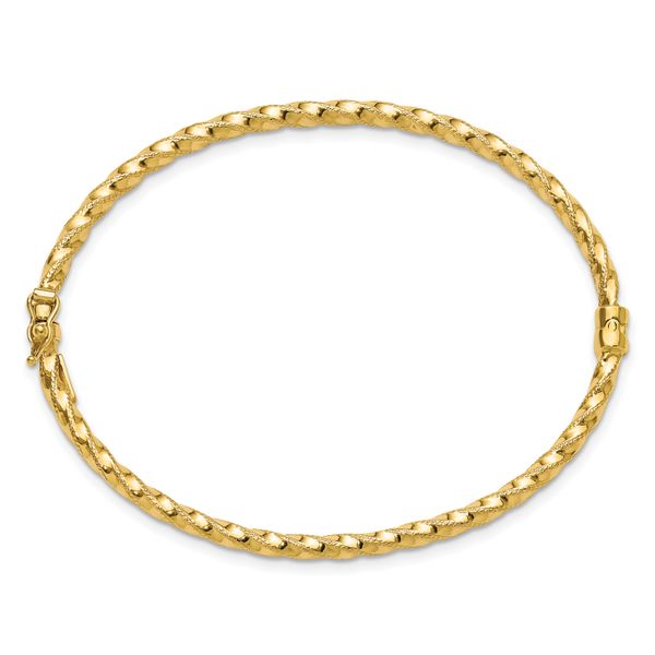 Leslie's 14K Polished/Textured and Twisted Hinged Bangle - Image 2