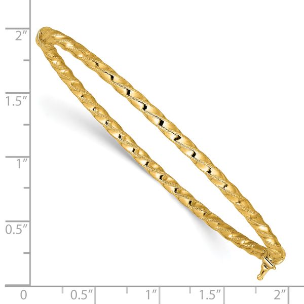 Leslie's 14K Polished/Textured and Twisted Hinged Bangle - Image 3