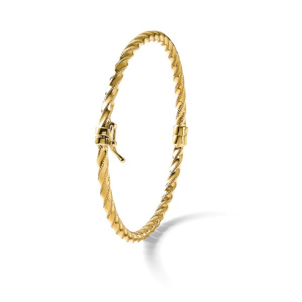 Leslie's 14K Polished/Textured and Twisted Hinged Bangle - Image 5