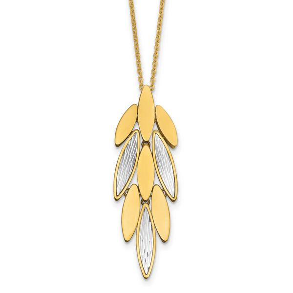 Leslie's 14K Two-tone Polished/Dia-cut Fancy w/1in ext. Necklace