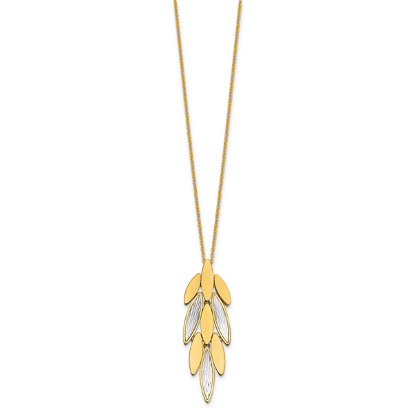 Leslie's 14K Two-tone Polished/Dia-cut Fancy w/1in ext. Necklace - Image 2