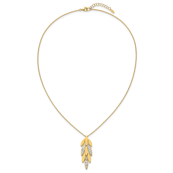 Leslie's 14K Two-tone Polished/Dia-cut Fancy w/1in ext. Necklace - Image 4