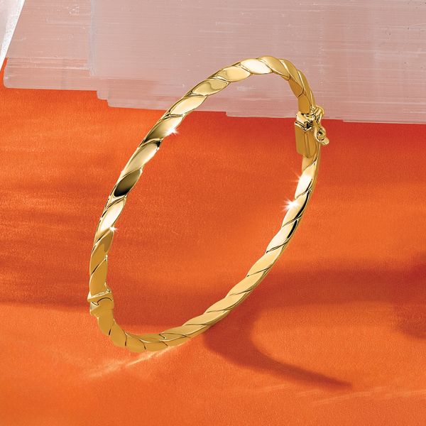 Leslie's 14K Polished and Grooved Fancy Hinged Bangle - Image 5