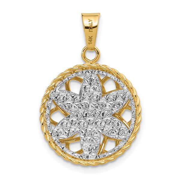 Leslie's 14K Two-tone Polished and Diamond-cut Fancy Pendant - Image 3