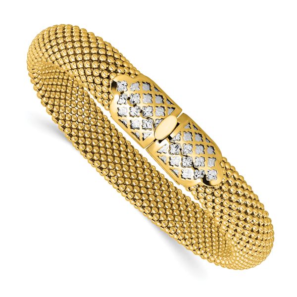 Leslie's 14K Two-tone Polished and Dia-cut Popcorn Mesh Bracelet - Image 3