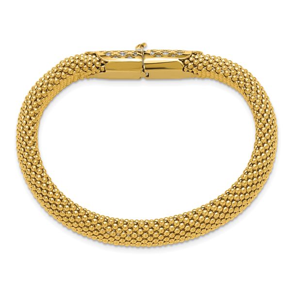Leslie's 14K Two-tone Polished and Dia-cut Popcorn Mesh Bracelet - Image 4