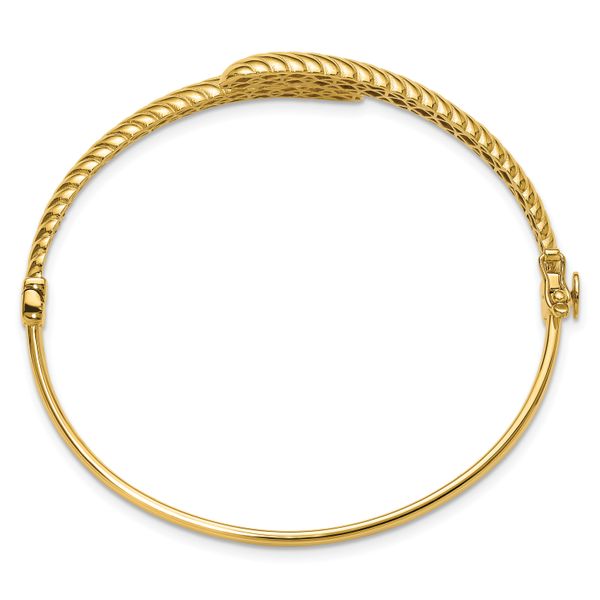 Leslie's 14K Polished and Grooved Bypass Hinged Bangle - Image 2