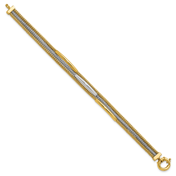 Leslie's 14K w/Rhodium Polished Bars Mesh Multi-strand Bracelet - Image 2