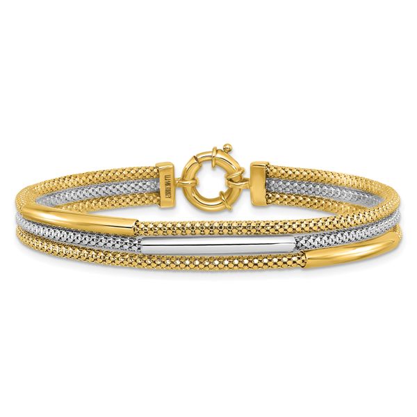 Leslie's 14K w/Rhodium Polished Bars Mesh Multi-strand Bracelet - Image 3
