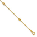 Leslie's 14K Polished Beads Station 9in Plus 1in ext. Anklet