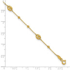 Leslie's 14K Polished Beads Station 9in Plus 1in ext. Anklet - Image 5