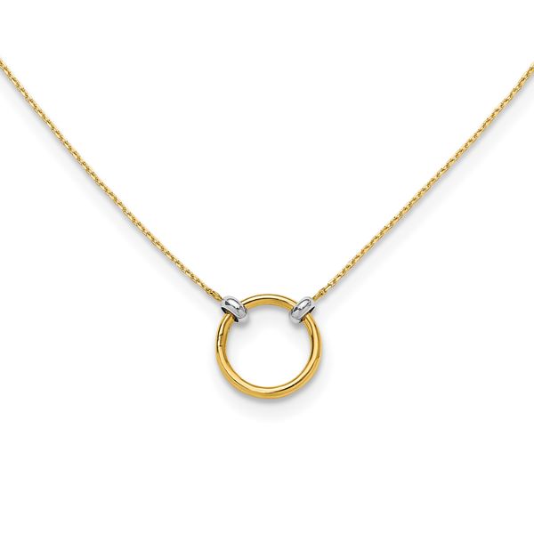 Leslie's 14K with Rhodium Polished Circle Necklace