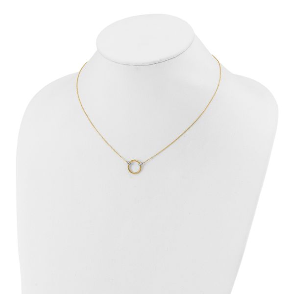 Leslie's 14K with Rhodium Polished Circle Necklace - Image 3