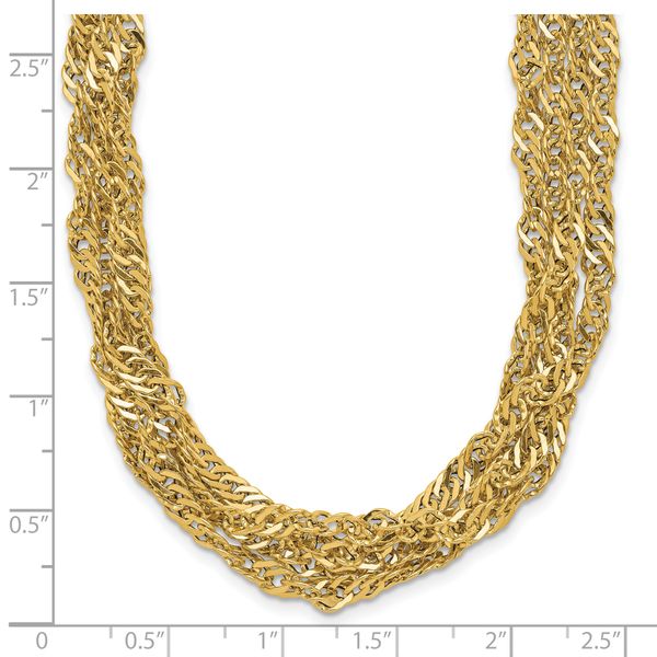 Leslie's 14K Polished/Diamond-cut Multi-strand Singapore Necklace - Image 5