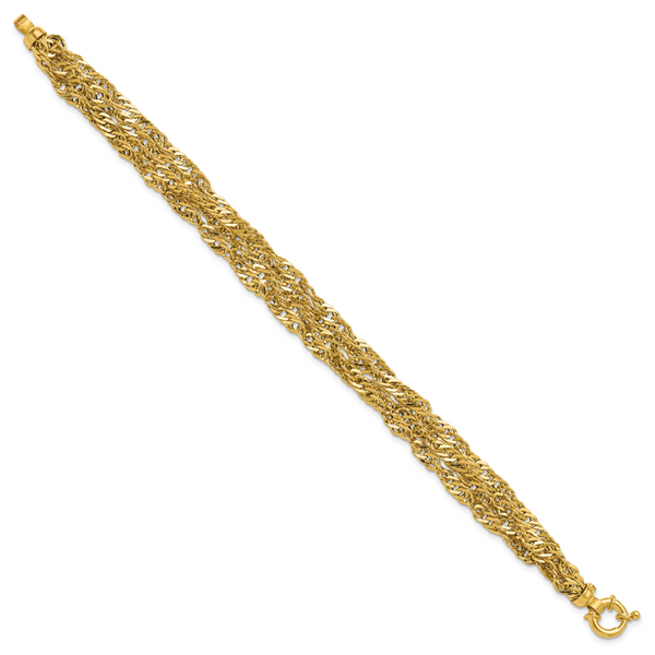 Leslie's 14K Polished/Diamond-cut Multi-strand Singapore Bracelet - Image 2