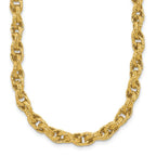 Leslie's 14K Polished/Textured/Dia-cut Twisted Link Necklace