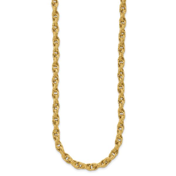 Leslie's 14K Polished/Textured/Dia-cut Twisted Link Necklace - Image 2