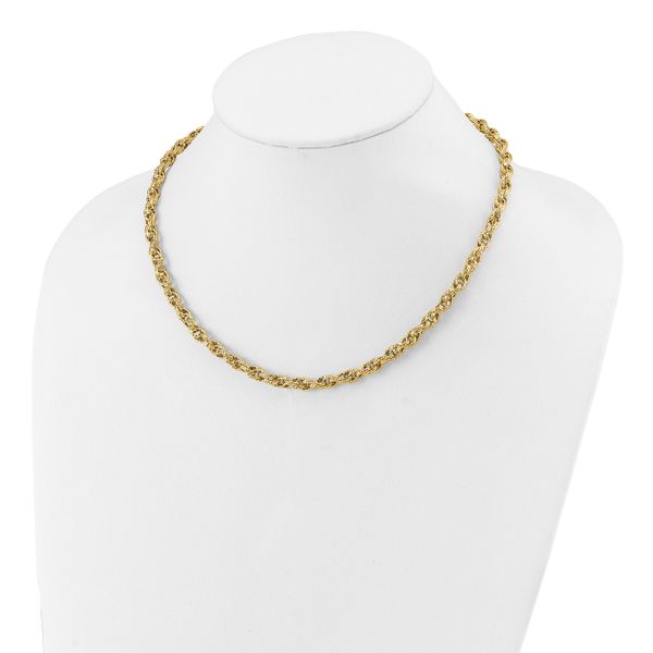 Leslie's 14K Polished/Textured/Dia-cut Twisted Link Necklace - Image 3
