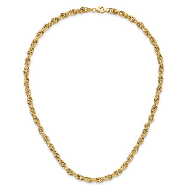 Leslie's 14K Polished/Textured/Dia-cut Twisted Link Necklace - Image 4