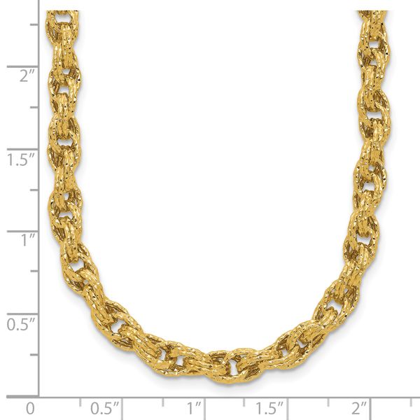 Leslie's 14K Polished/Textured/Dia-cut Twisted Link Necklace - Image 5