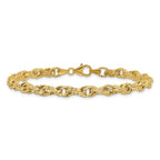 Leslie's 14K Polished/Textured/Dia-cut Twisted Link Bracelet - Image 3