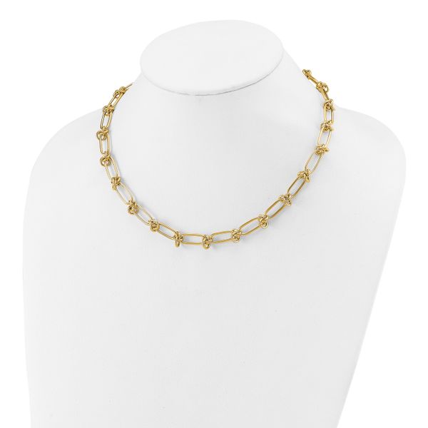 Leslie's 14K Polished Love Knot Fancy Paperclip Link Necklace - Image 3