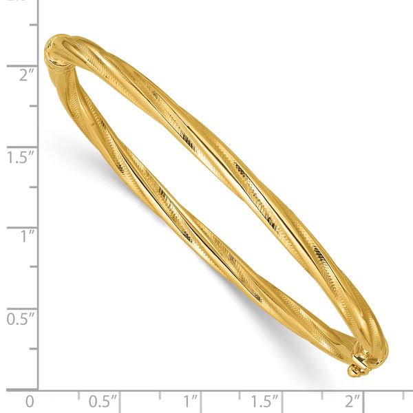 Leslie's 14K Polished and Textured Twist Hinged Bangle - Image 3