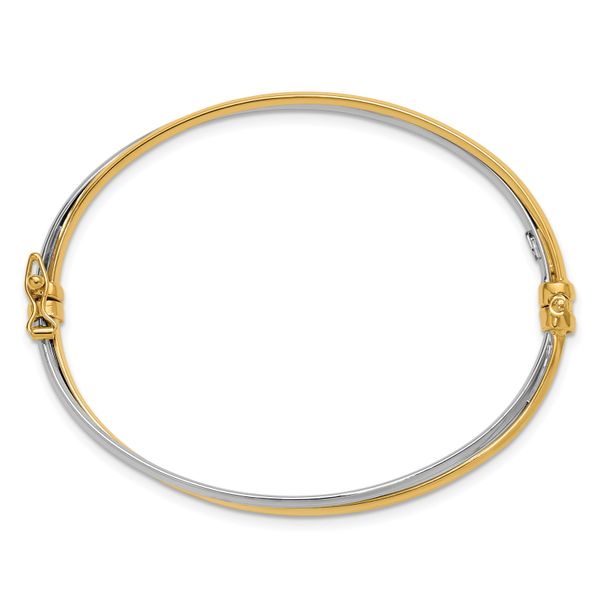 Leslie's 14K with Rhodium Polished Twist Hinged Bangle - Image 2