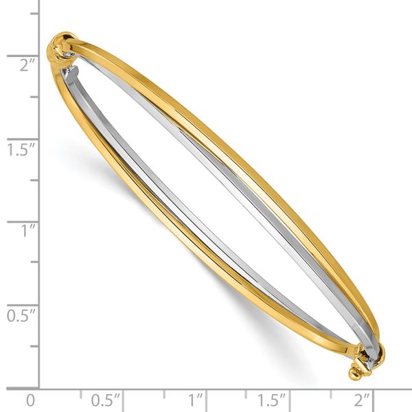 Leslie's 14K with Rhodium Polished Twist Hinged Bangle - Image 3