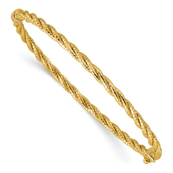 Leslie's 14K Polished and Diamond-cut Twisted Hinged Bangle