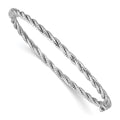 Leslie's 14K White Gold Polish/Diamond-cut Twisted Hinged Bangle