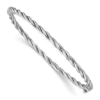 Leslie's 14K White Gold Polish/Diamond-cut Twisted Hinged Bangle