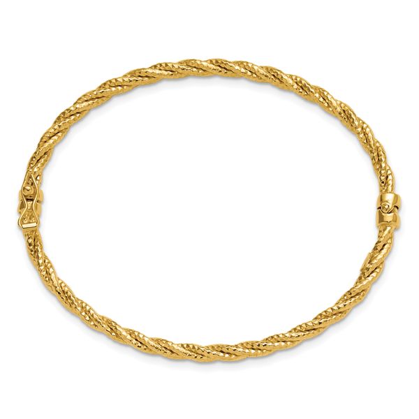 Leslie's 14K Polished and Diamond-cut Twisted Hinged Bangle - Image 2