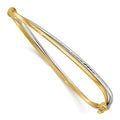 Leslie's 14K w/Rhodium Polished/Diamond-cut Twist Hinged Bangle