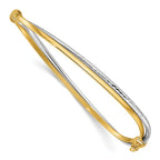 Leslie's 14K w/Rhodium Polished/Diamond-cut Twist Hinged Bangle