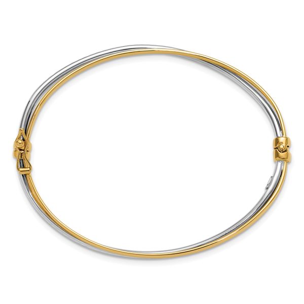Leslie's 14K w/Rhodium Polished/Diamond-cut Twist Hinged Bangle - Image 2