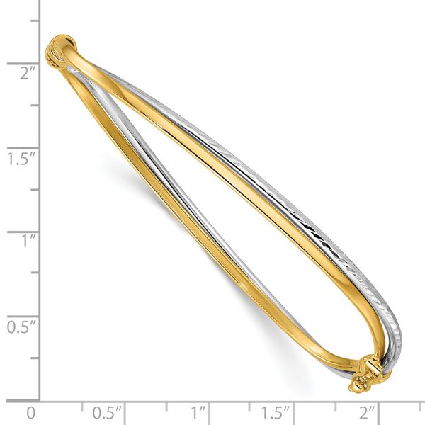 Leslie's 14K w/Rhodium Polished/Diamond-cut Twist Hinged Bangle - Image 3