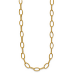 Leslie's 14K Polish/Texture/Dia-cut Fancy Oval Link Necklace - Image 2