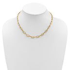 Leslie's 14K Polish/Texture/Dia-cut Fancy Oval Link Necklace - Image 3
