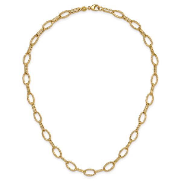 Leslie's 14K Polish/Texture/Dia-cut Fancy Oval Link Necklace - Image 4