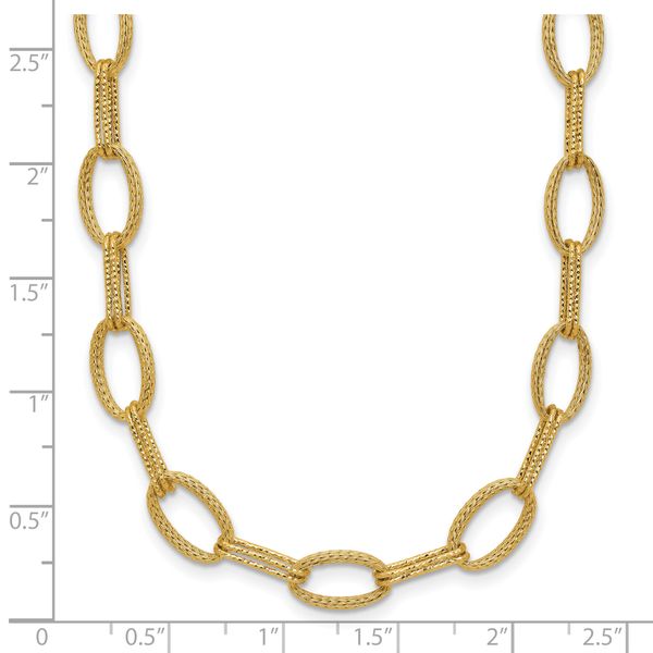 Leslie's 14K Polish/Texture/Dia-cut Fancy Oval Link Necklace - Image 5