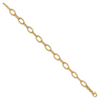 Leslie's 14K Polish/Texture/Dia-cut Fancy Oval Link Bracelet - Image 2