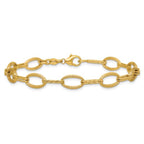 Leslie's 14K Polish/Texture/Dia-cut Fancy Oval Link Bracelet - Image 3