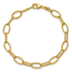 Leslie's 14K Polish/Texture/Dia-cut Fancy Oval Link Bracelet - Image 4